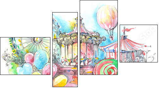 carousels - Four-piece canvas print, Fortyk
