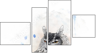 Watercolor Image Of  Owl - Four-piece canvas print, Fortyk