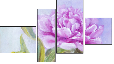 Peony in vase, oil painting on canvas - Four-piece canvas print, Fortyk
