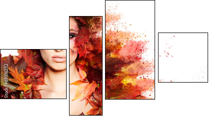 Autumn Woman portrait with creative makeup - Four-piece canvas print, Fortyk