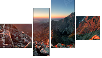 Mountain sunset panorama from peak - Slovakia Tatras - Four-piece canvas print, Fortyk