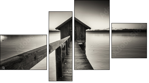 old wooden boathouse - Four-piece canvas print, Fortyk