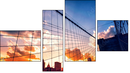 Brooklyn Bridge and Manhattan at sunset - Four-piece canvas print, Fortyk