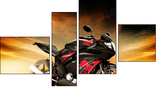 Motorcycle Land Vehicle Transportation Luxury Motorbike Elegance - Four-piece canvas print, Fortyk