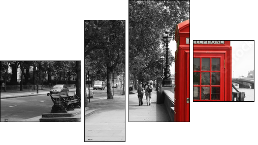 London Telephone Booth - Four-piece canvas print, Fortyk