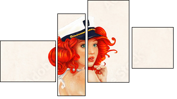sexy pin up girl painting - Four-piece canvas print, Fortyk