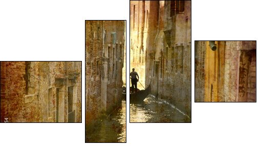 Postcard from Italy. - Gondola - Venice. - Four-piece canvas print, Fortyk