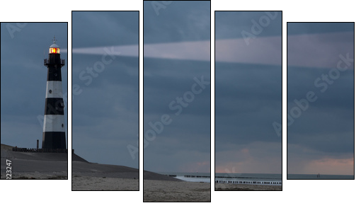 lighthouse in the dusk - Five-piece canvas print, Pentaptych
