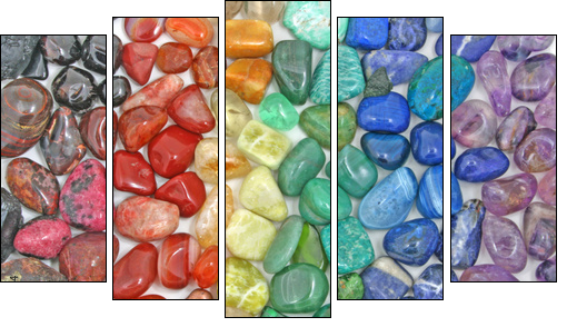 Crystal tumbled chakra stones - Five-piece canvas print, Pentaptych
