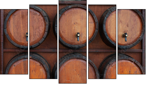 wine barrels stand - Five-piece canvas print, Pentaptych