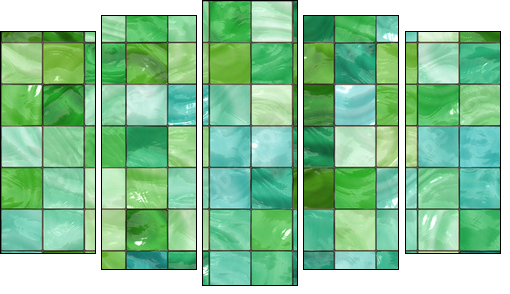 Shiny seamless green tiles texture - Five-piece canvas print, Pentaptych
