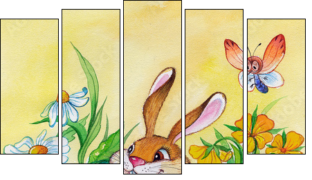 Fantastic hare - Five-piece canvas print, Pentaptych