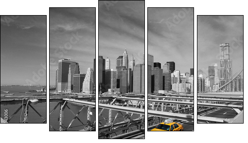 Brooklyn Bridge Taxi, New York - Five-piece canvas print, Pentaptych