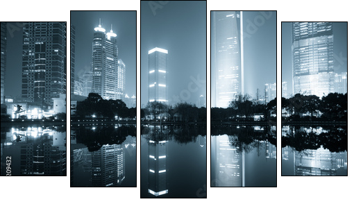 night view of shanghai - Five-piece canvas print, Pentaptych