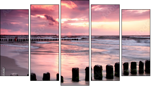 Calmness.Beautiful sunset at Baltic sea. - Five-piece canvas print, Pentaptych