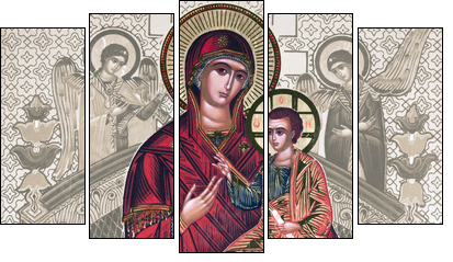 antique russian icon - elaborated image - Five-piece canvas print, Pentaptych