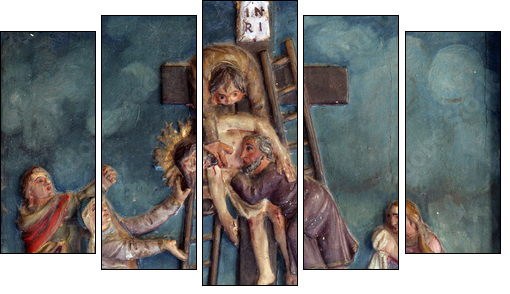 Jesus' body is removed from the cross - Five-piece canvas print, Pentaptych