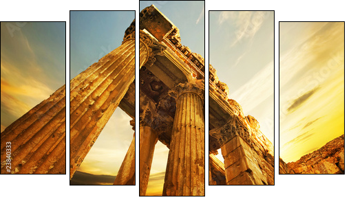 Old Ruins.Roman Columns in Baalbeck, Lebanon - Five-piece canvas print, Pentaptych