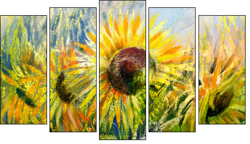 Sunflowers - Five-piece canvas print, Pentaptych