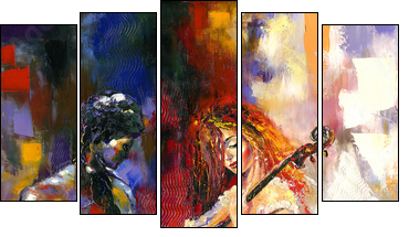 The girl and a violoncello - Five-piece canvas print, Pentaptych