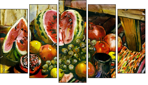 Fruit still-life - Five-piece canvas print, Pentaptych