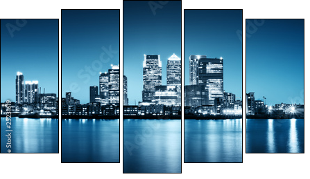 Panoramic picture of Canary Wharf view from Greenwich. - Five-piece canvas print, Pentaptych