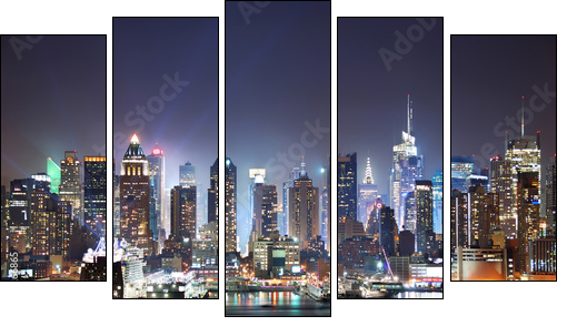 New York City Times Square - Five-piece canvas print, Pentaptych