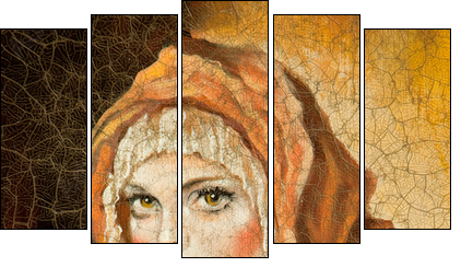 The Madonna drawn by me by oil on canvas (fragment) - Five-piece canvas print, Pentaptych