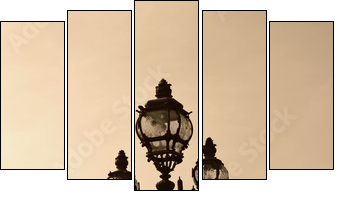 Vintage lamppost on the bridge of Alexandre III (Paris, France). - Five-piece canvas print, Pentaptych