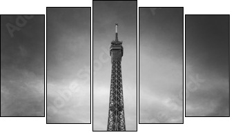 Tour Eiffel et voiture rouge- Paris - Five-piece canvas print, Pentaptych