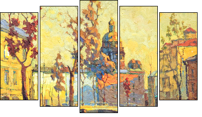 Kind on old streets of St.-Petersburg - Five-piece canvas print, Pentaptych