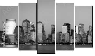 Manhattan Financial District from Jersey city - Five-piece canvas print, Pentaptych