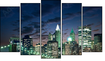 Amazing New York cityscape - taken after sunset - Five-piece canvas print, Pentaptych