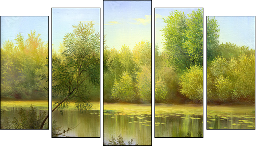 Wood lake - Five-piece canvas print, Pentaptych