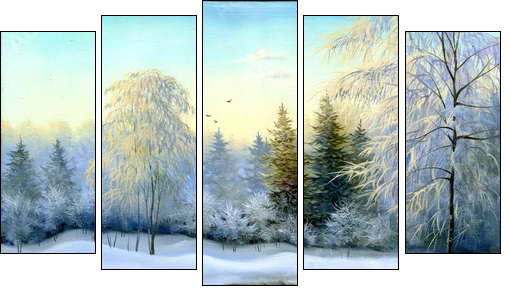 Winter wood - Five-piece canvas print, Pentaptych