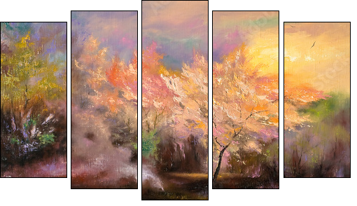 Storm, autumn, cloudy day - Five-piece canvas print, Pentaptych