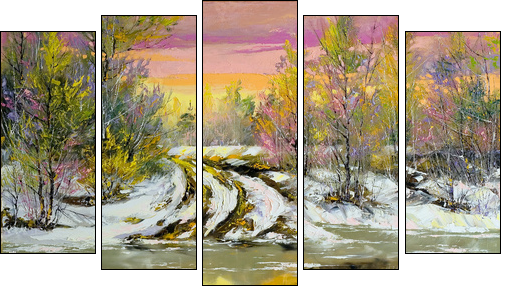 Spring high water - Five-piece canvas print, Pentaptych