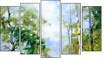 Wood road - Five-piece canvas print, Pentaptych