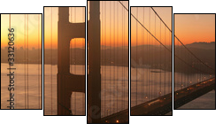 Golden Gate Bridge at Dawn - Five-piece canvas print, Pentaptych