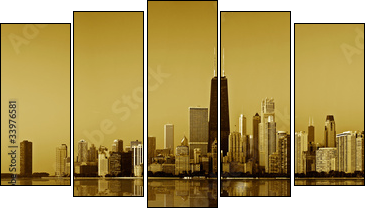 Chicago gold coast. - Five-piece canvas print, Pentaptych