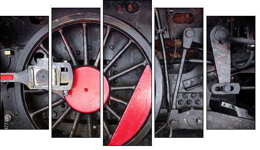 Locomotive Wheel - Five-piece canvas print, Pentaptych