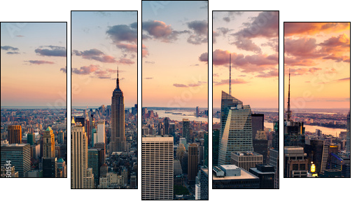 New York Empire state building Times square - Five-piece canvas print, Pentaptych