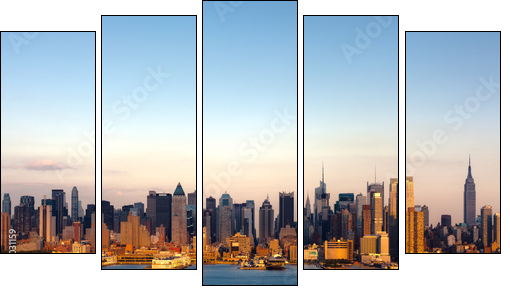 New York skyline - Five-piece canvas print, Pentaptych