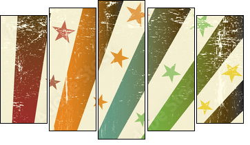 retro multicolor grunge flag - Five-piece canvas print, Pentaptych