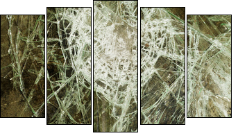 Glass cracked broken - Five-piece canvas print, Pentaptych