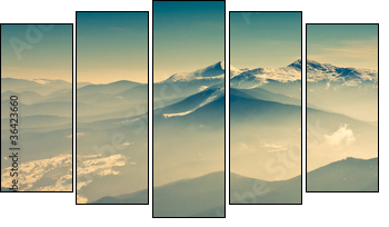 Scenic view of the winter mountains - Five-piece canvas print, Pentaptych