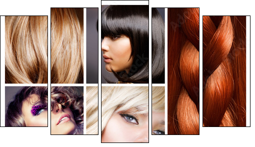Hair Collage. Hairstyles - Five-piece canvas print, Pentaptych