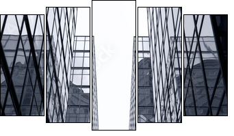 Glass Office Skyscrapers, Hong Kong - Five-piece canvas print, Pentaptych