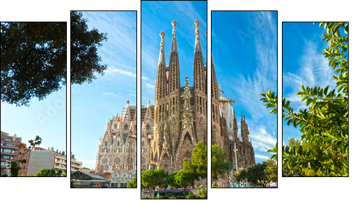 La Sagrada Familia, Barcelona, spain. - Five-piece canvas print, Pentaptych