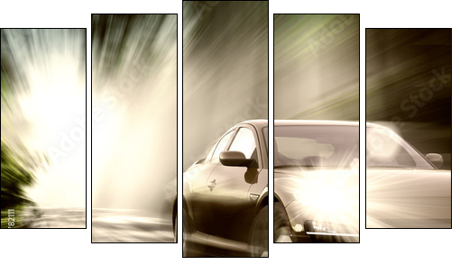 sport car on road - Five-piece canvas print, Pentaptych